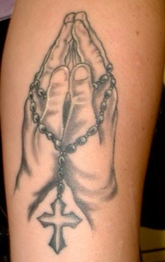 Praying Hand with Rosary Tattoos
